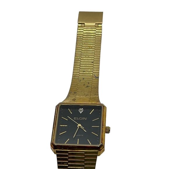 Elgin 2035 Men\'s Wristwatch Distressed Gold Tone Needs Battery Untested Vintage main image 6
